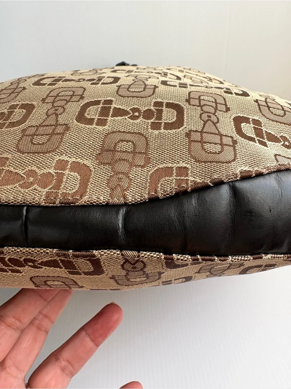 Gucci Horsebit Hobo Bag Canvas/Leather  Large Tote EUC 506631